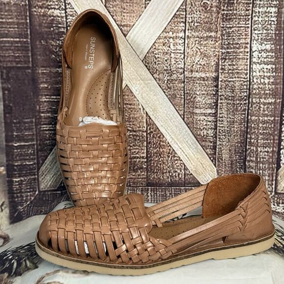 Sunsteps Venetian womens Tan Hand Woven Leather Huarache Sandals 8 Brown classic - Picture 5 of 16